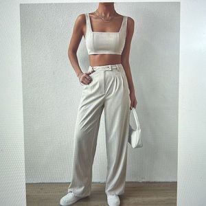 NWT: SHEIN - EZwear Solid Crop Tank Top & Wide Leg Pants - Size Small